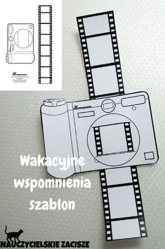 an image of a film strip with the words wakacyne wysponnienia szablon