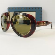 Gucci Eyewear Tortoiseshell Pilot-Frame Sunglasses Tortoiseshell Pilot-Frame Sunglasses From Gucci Eyewear Featuring Tortoiseshell Effect, Logo Plaque At The Arm, Pilot Frame, Tinted Lenses, Straight Arms, Curved Tips And Havana Brown. These Glasses Come With A Protective Case.. Made In Italy Composition Acetate 100%, Acrylic 100% Product Measurements Arm Length 14 Cm Bridge Width 2.1 Cm Lens Diameter 5.4 Cm Total Width 15.5 Cm Funny Glasses Pictures, Retro Aviator Sunglasses, Nail Design Glitter, Trendy Eyewear, Stylish Eyeglasses, Chic Sunglasses, Denim On Denim, Fashion Eye Glasses, Gucci Eyewear