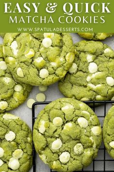 White chocolate matcha cookies White Chocolate Matcha, Matcha Dessert, Gooey Cookies, Matcha Recipe