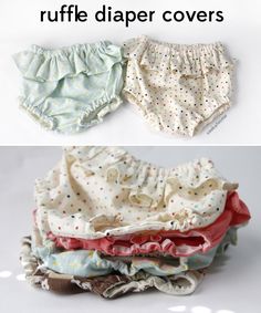 an image of some cloths on top of each other and the words ruffle diaper covers above them