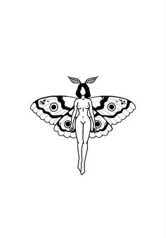 a black and white drawing of a moth with eyes on it's back side