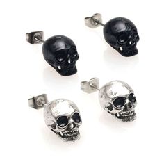 Unisex Black Skull stud earrings. These attention-grabbing, rad, and cozy skull earrings with intricate design are an awesome gift idea for anyone who digs rock music or embraces Gothic-Punk-Tattoo style. Take them everywhere you go. Ready-to-Rock! These earrings are also a casually stylish jewelry piece to wear at any event or party related to Dia de los Muertos or Halloween festivities. Not to mention all the skull jewelry enthusiasts ☠ Besides me, I know there are plenty more out there! Whoever receives or wears them is sure to be stoked. These earrings are a practical and unique gift that will be used and cherished. Specifications: Material: AlloyType: Skull JewelryColor: Black OnixSize: One Size11x8mm(0.43x0.32in) • GET IT FAST!Get it fast! Ready to ship on 1 to 3 business days. • ORD Frida Kahlo Earrings, Mexican Jewelry, Black Stud, Black Skull, Skull Jewelry, Halloween Event, Black Skulls, Skull Earrings, Punk Style