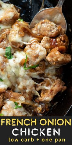 This easy French Onion Chicken has the rich, deep flavor you find in French Onion Soup but in an easy skillet meal! Herb crusted chicken is pan seared and simmered in a caramelized onion sauce and smothered with creamy Gruyere! French Dip Chicken, French Onion Skillet Chicken 12 Tomatoes, Chicken With Sauteed Onions, French Onion Chicken Skillet Clean Food Crush, Chicken Recipes With Onions, Easy Dinner Skillet Recipes, Skillet Meals With Chicken, Healthy Skillet Meals Chicken, French Onion Chicken Healthy