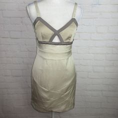 Romeo & Juliet Couture Women's Size M Beige Fitted Body Con Bandage Dress Nwt Length 32 Inches Bust Laying Flat Across 19 Inches Flat Across New With Tags Wal Beige Mini Dress With Fitted Bodice For Formal Occasions, Beige Dress With Boned Bodice And Fitted Design, Beige Fitted Dress With Boned Bodice, Fitted Cream Dress With Lined Bodice, Beige Mini Dress With Fitted Bodice For Cocktail, Beige Balletcore Dress For Party, Beige Lined Party Dress, Luxury Fitted Beige Vintage Dress, Cream Fitted Mini Dress With Sweetheart Neckline