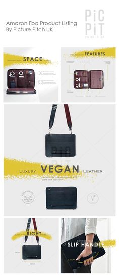 an advertisement for a vegan bag with the words vegan written on it, and pictures