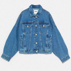 Campera Jean Oversize, Denim Oversized Jacket, Denim Jacket Oversized, Bright Blazer, Jean Zara, Cardigan Rajut, Cropped Trench Coat