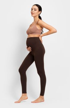 Designed to move with you and accommodate your growing bump, these ultrasoft seamless leggings stretch easily and are an essential for all trimesters. Pull-on style 96% nylon, 4% elastane Machine wash, line dry Imported High Stretch Seamless Brown Bottoms, Stretch Brown Leggings For Loungewear, Brown Stretch Leggings For Loungewear, The Bump, Maternity Leggings, Pre Pregnancy, Fabric Gift Bags, Seamless Leggings, Nordstrom Store