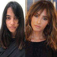 Bangs And Balayage, Before And After Haircut, Hair Color Auburn, Hair Bangs, Balayage Brunette, Long Hair With Bangs, Auburn Hair, Haircuts For Long Hair, Haircuts With Bangs