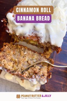 cinnamon roll banana bread with cream cheese frosting