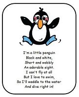 a penguin saying i'm a little penguin black and white