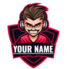 the head of an evil man with headphones on his ears logo for a sport team