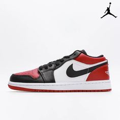 Air Jordan 1 Low 'Bred Toe' White Black University Red-553558-612-Sale Online Low-top Contrast Color Sneakers For Streetwear, Low-top Sneakers With Contrast Color For Streetwear, Sporty Sneakers With Contrast Color For Sports, Red Jordan Shoes For Streetwear, Sporty Red Color Block Sneakers, Red Color Block Sporty Sneakers, Red Low-top Sneakers With Color Block, Red Color Block Low-top Sneakers, Red Jordan Shoes With Red Sole For Streetwear