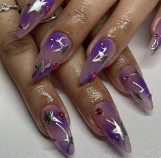 Dark Purple Nails Designs, Disco Nails Designs, Dark Purple Nail Designs, Universe Nails, Purple Chrome Nails, Disco Nails, Euphoria Nails, Kutek Disney, Unghie Sfumate