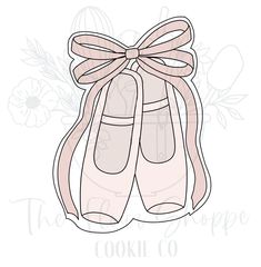 a pair of ballet shoes with a ribbon tied around the shoe, on a white background