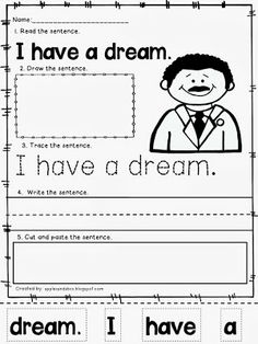 i have a dream worksheet for students to practice reading and writing with pictures