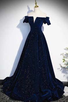 Prom Dresses Dark, Blue Long Prom Dresses, Navy Blue Prom Dress, Robes Glamour, Navy Blue Prom Dresses, Beaded Party Dress, Floral Dress Formal, Floor Length Prom Dresses, Blue Evening Dresses