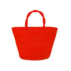 Medium Tote Woven Straw Solid 100% Toquilla Straw. This material is known for its quality and beauty. Each bag is entirely hand-made, from the straw dye to the weaving of the bag. -Measures approximately High: 24 Cm Width: 24 Cm Handle: 12 Cm - We ship with DHL Express. Shipping takes approximately 3 to 5 days to arrive depending on the destination. -Need Help? Please contact: customercare@sensistudio.com -All Sales Are Final. Braided Basket Bags For Shopping, Red Handmade Bucket Bag For Beach, Red Woven Crochet Bag For Travel, Red Woven Crochet Travel Bag, Red Handwoven Crochet Tote Bag, Natural Braided Crochet Bag For Shopping, Red Bucket Bag Tote With Braided Handles, Handmade Red Bucket Bag For Summer, Handmade Red Straw Bag For Market