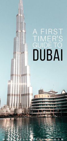 the burj tower in dubai with text overlaying it