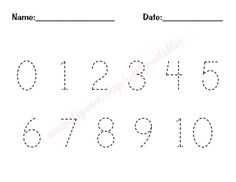 the numbers to be written on paper with dotted lines and dots in each letter, which are