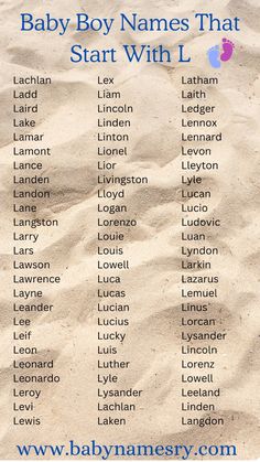 baby boy names that start with l