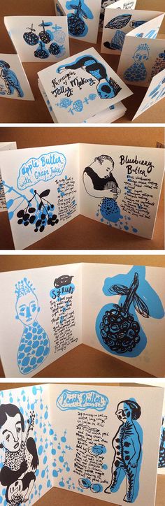 some cards with blue ink on them