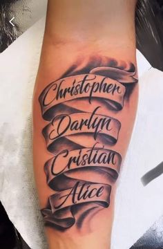 a person with a tattoo on their arm that says, christ to her daring christian alice