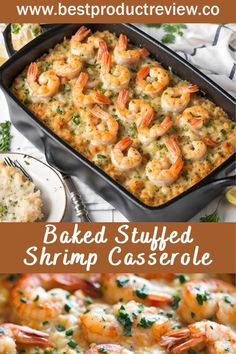 Baked Stuffed Shrimp Casserole Shrimp With Bacon Recipes, Stuffed Shrimp Recipes, Stuffed Shrimp With Crabmeat, Stuffed Shrimp Casserole, Shrimps Recipes, Crab Stuffing, Crabmeat Stuffing, Meat Stuffing, Baked Stuffed Shrimp