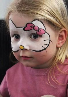 Hello kitty Kitty Face Paint, Obličejové Masky, Diy Nails Easy, Halloween Makeup Clown, Halloween Nails Diy, Halloween Fest, Kids Face Paint