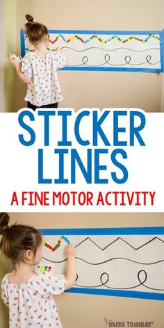 Sticker Lines: Fine Motor Activity; quick and easy toddler activity; dot sticker activity; preschool activity from Busy Toddler Fine Motor Activity, Easy Toddler Activities, Toddler Snacks, Easy Activities, Preschool Activity