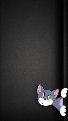 an image of a cartoon cat peeking out from behind a black background with space for text