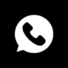 a black and white phone icon with a speech bubble in the center on a dark background