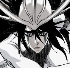 an anime character with long black hair and big eyes, holding his arms behind his back