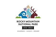 the rocky mountain national park logo with deer and antelope on it's back