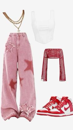 Headphones Y2k, Cargo Pants Woman, Y2k Stars, Pink Y2k Outfit, Pink Headphones, Clothes For Teens, Pants Woman, Y2k Pants