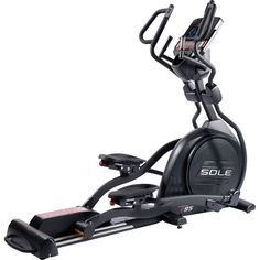 an exercise bike is shown with the seat on it's side and wheels down