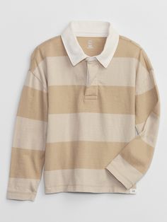 babyGap Rugby Shirt | Gap Factory Long Sleeve Tops With Horizontal Stripes For Fall, White Henley For Fall, Casual Striped Long Sleeve Top For Fall, Relaxed Fit Tops With Striped Collar For Fall, Relaxed Fit Top With Striped Collar For Fall, Long Sleeve Henley For Fall, White Cotton Henley For Fall, Fall Long Sleeve Henley, Fall Striped Polo Collar Top