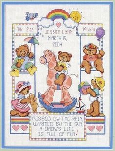 a cross stitch pattern with teddy bears on it