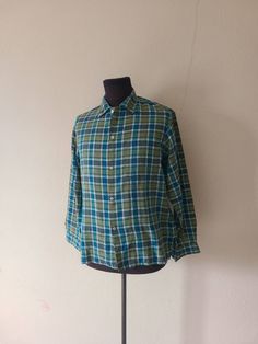 Good vintage condition 16 1/2 × 33 Shoulders 18 Chest 46 CB 28 Sleeve 24 No tags Vintage Plaid Flannel Shirt, Vintage Plaid Tops With Button Closure, Vintage Plaid Shirt With Snap Buttons, Vintage Plaid Cotton Flannel Shirt, Vintage Plaid Button-up Flannel Shirt, Plaid Shirt Men, Mens Plaid, Tee Dress, Mens Shirt Dress