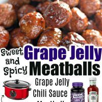 an advertisement for grape jelly and meatballs