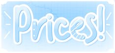 the word price is written in blue and white with an arrow pointing up to it