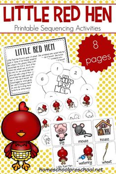 the little red hen printable sequence and matching activities