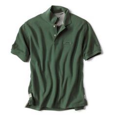 The Orvis Signature Polo Sporty Green Polo Shirt For Summer, Classic Green Sports Tops, Classic Green Sports Top, Classic Summer Polo Shirt For Sports, Functional Short Sleeve Polo Shirt For Outdoor, Functional Cotton Polo Collar Top, Functional Outdoor Polo Shirt With Moisture-wicking, Classic Short Sleeve Top For Outdoor, Functional Cotton Tops For Golf