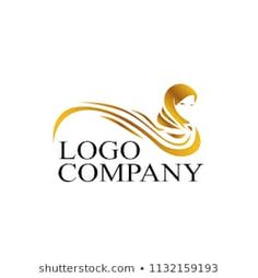 a woman's profile with the words logo company in gold and black on a white background