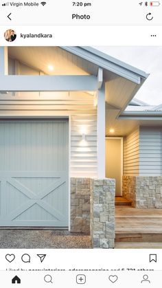 an instagram photo of a house with two garage doors