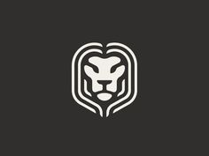 a lion's head in the middle of a black and white logo for a company