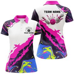 a women's polo shirt with an abstract design