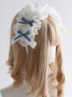 Elevate your style with our Blue Bowknot White Sweet Lace Hairband, a perfect blend of elegance and charm. Crafted from high-quality materials, this hairband features a delicate white lace design adorned with an adorable blue bowknot, adding a touch of sweetness to any outfit. Ideal for both casual and formal occasions, this accessory is a must-have for anyone who loves to embrace a kawaii or lolita aesthetic. White Lace Design, Lace Hairband, Ice Girls, Doll Aesthetic, Black Layers, Reasons To Smile, Big Bows, Lace Design, Lolita Fashion