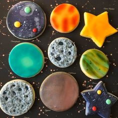 the cookies are made to look like outer space