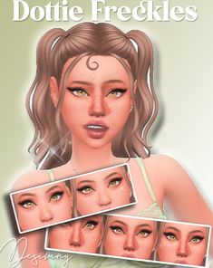 an image of a woman's face with different facial expressions and the words dottie freckles on it