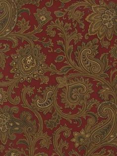 red and gold wallpaper with an intricate design